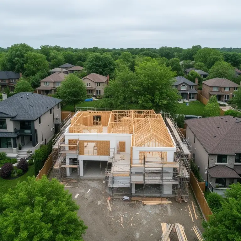 Aerial view of a Toronto custom home build